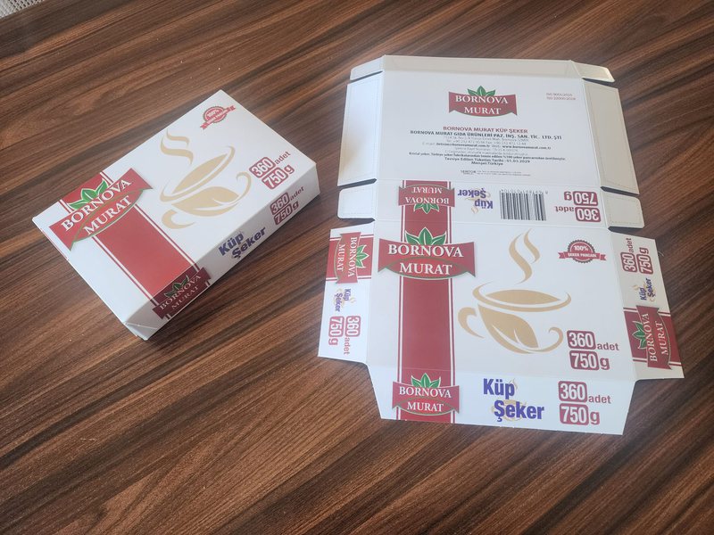 Küp şeker için baskılı karton kutu